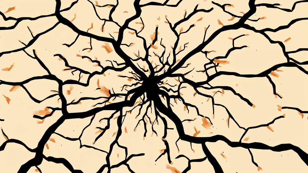 Creative earthquake abstract branching design with earthy tones