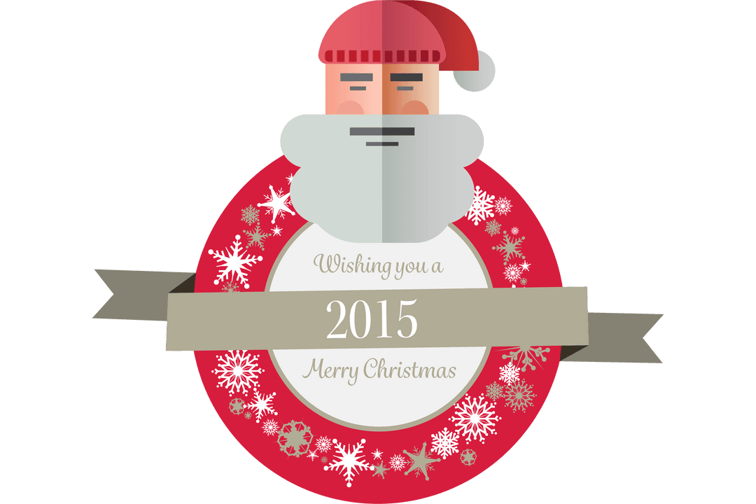 Santa Ribbon Banner with Christmas Greetings on Transparent Background