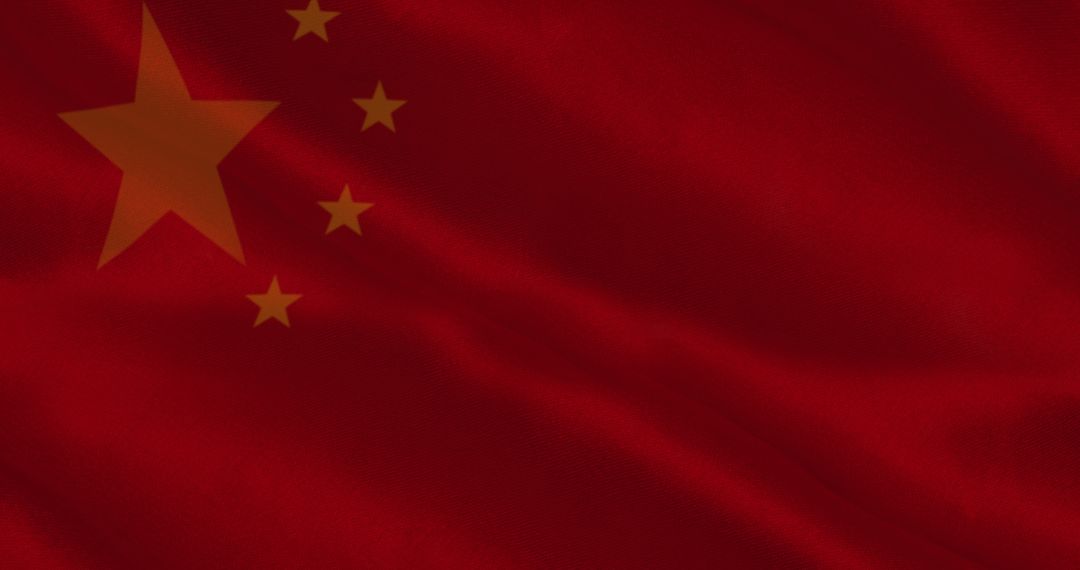 Waving Chinese Flag with Copy Space for National Identity
