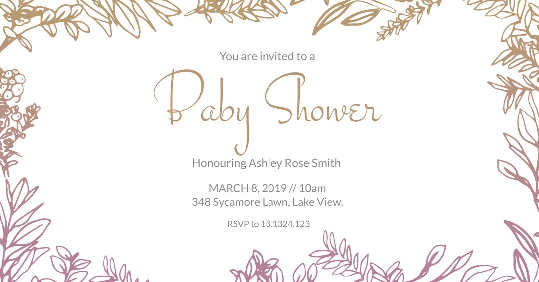 Elegant Botanical Baby Shower Invitation with Gradient Floral Border - Download Free Stock Templates Pikwizard.com