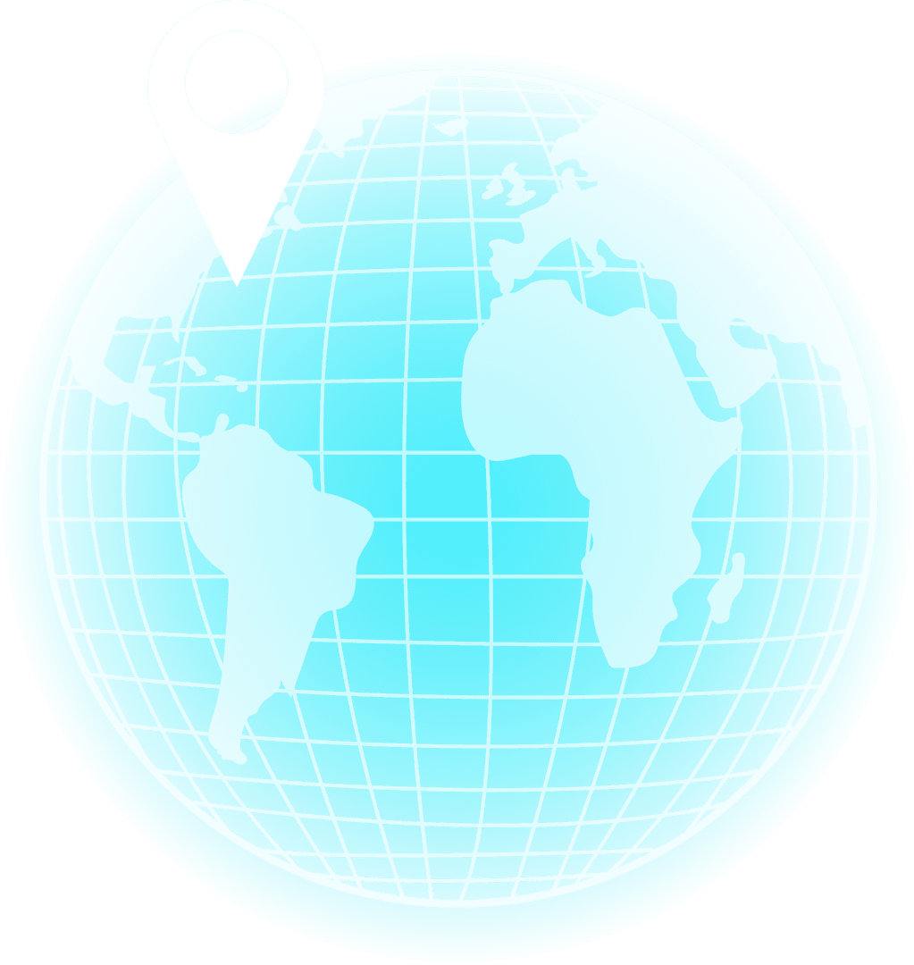 Transparent Globe with Pin Marker on Transparent Background