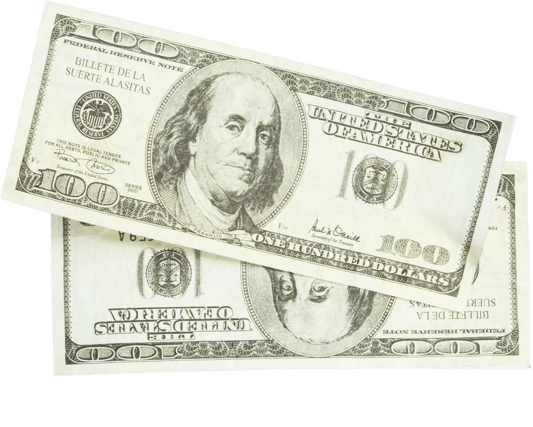 Digital Rendering of $200 USD on Transparent Background