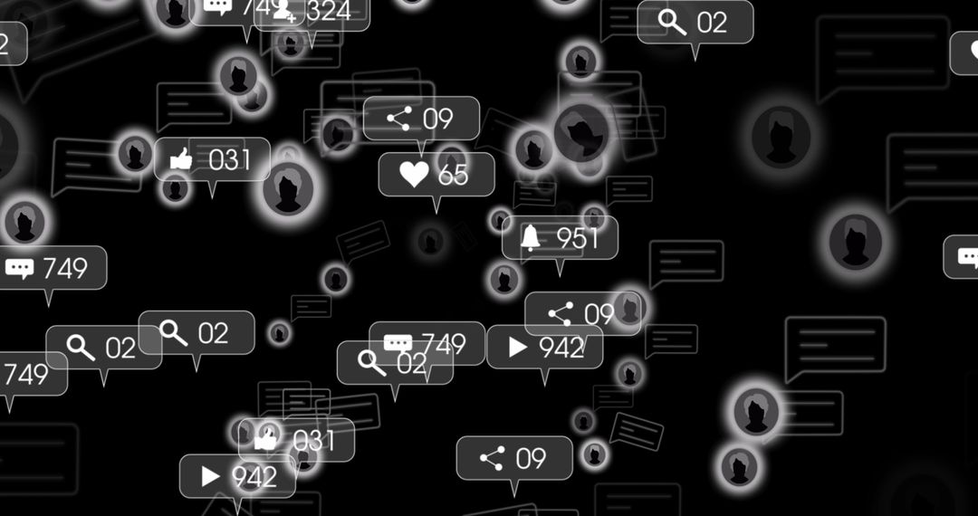 Social Media Alert Notifications on Digital Interface Background