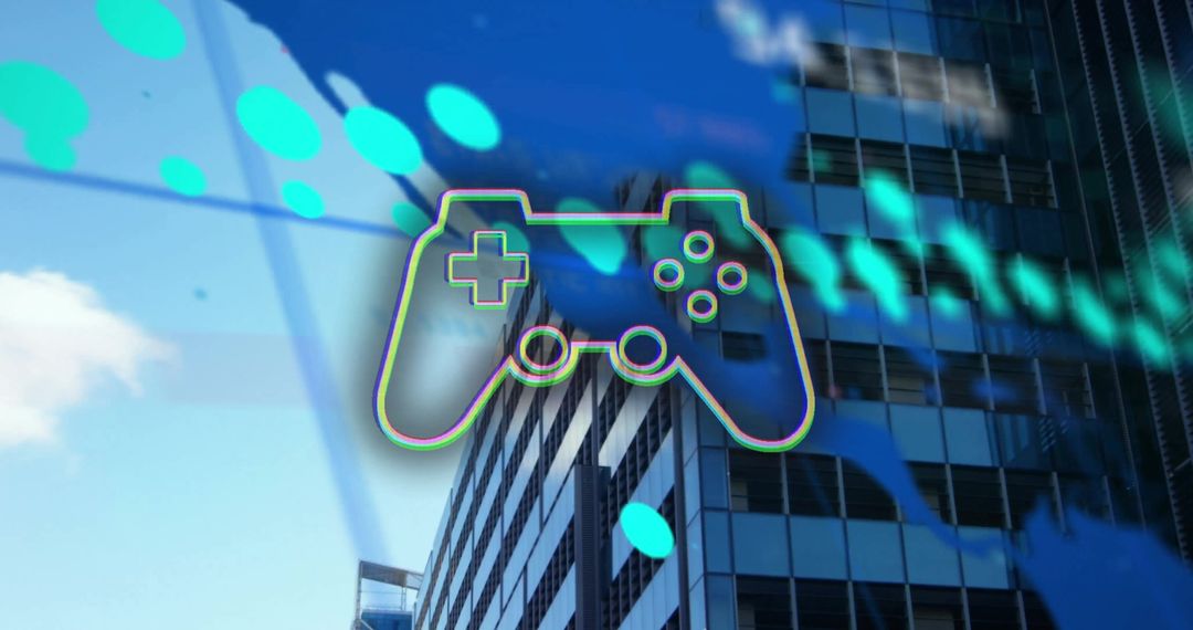 Digital Gamepad Interface with Cityscape on Global Technology Screen