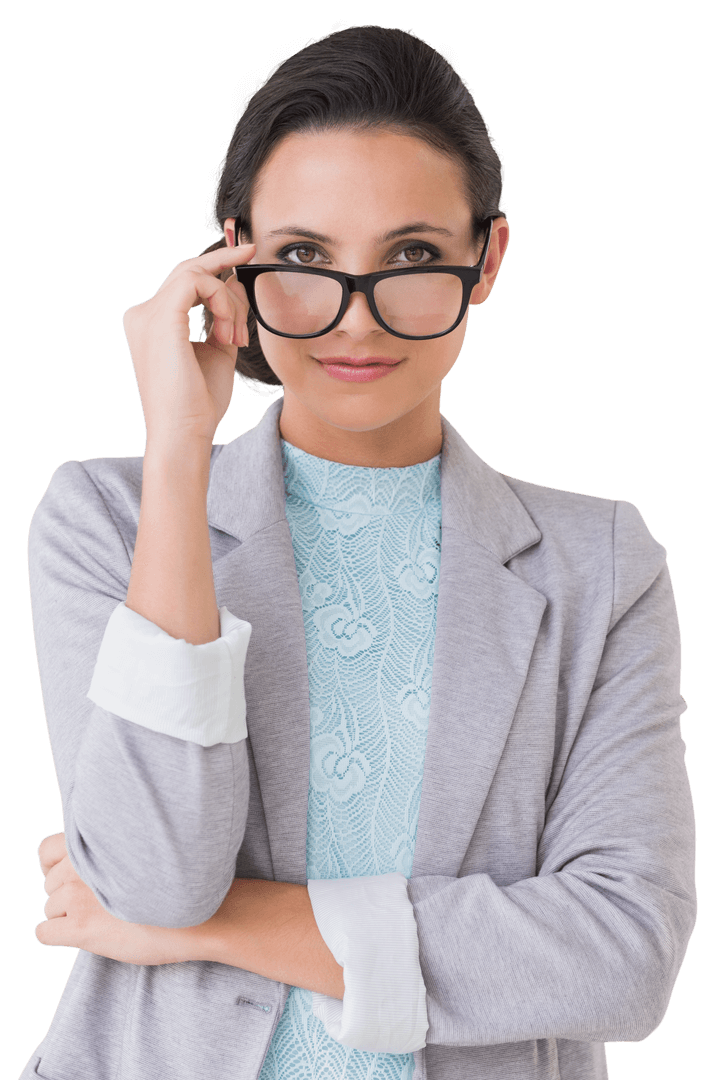 Confident Businesswoman in Elegant Outfit, Transparent Background