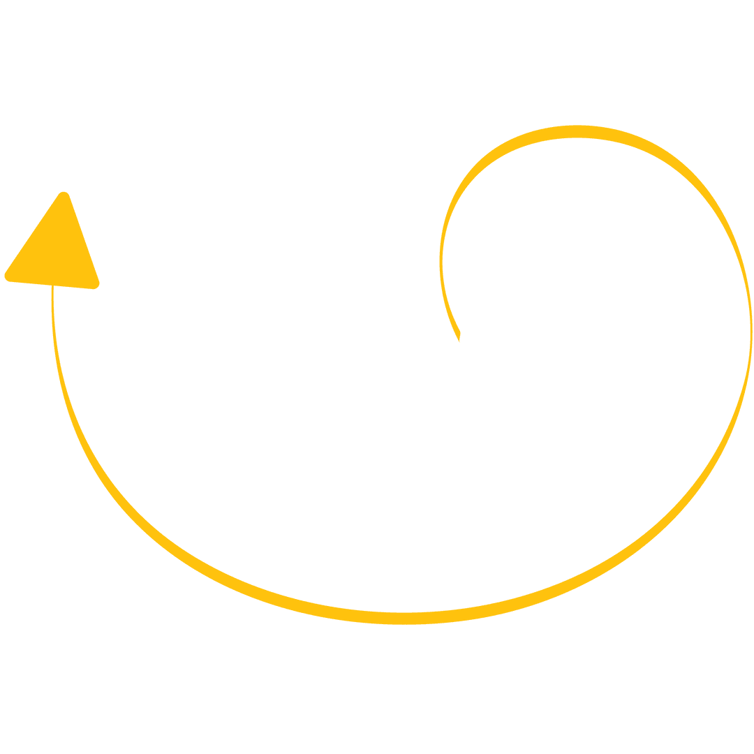 Elegant Yellow Swirl Arrow on Transparent Background