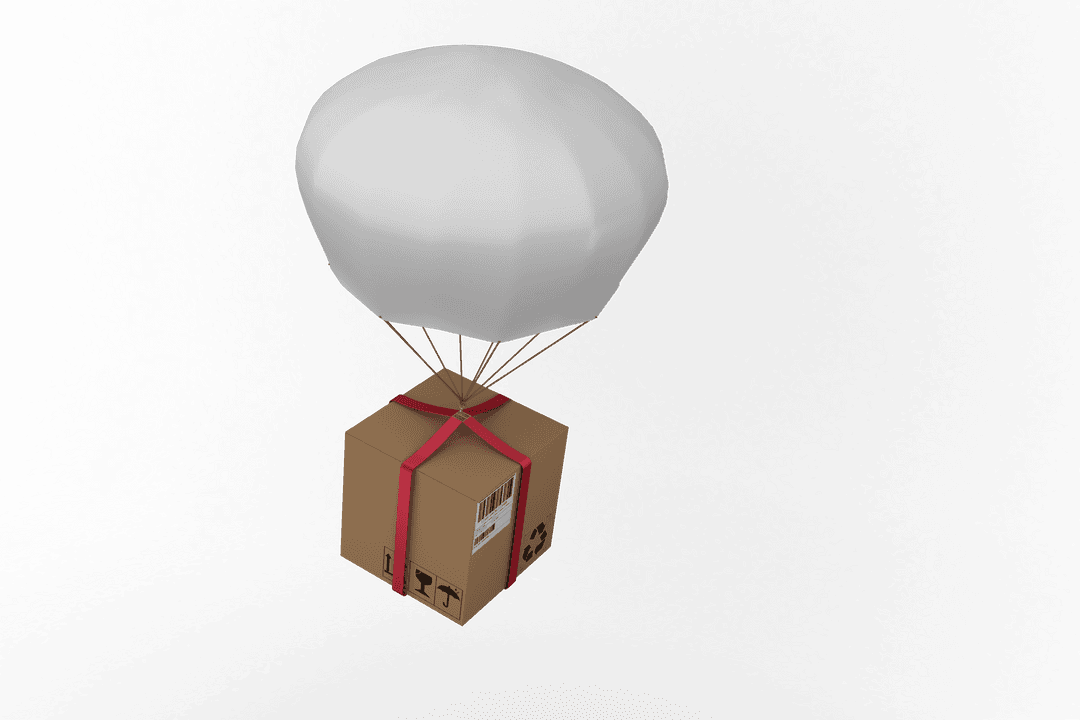 Transparent Background Parcel with Balloon Symbolizing Air Delivery