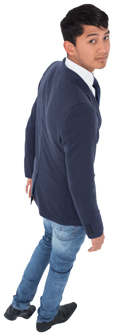 Transparent Businessman Posing Confidently in Formal Attire