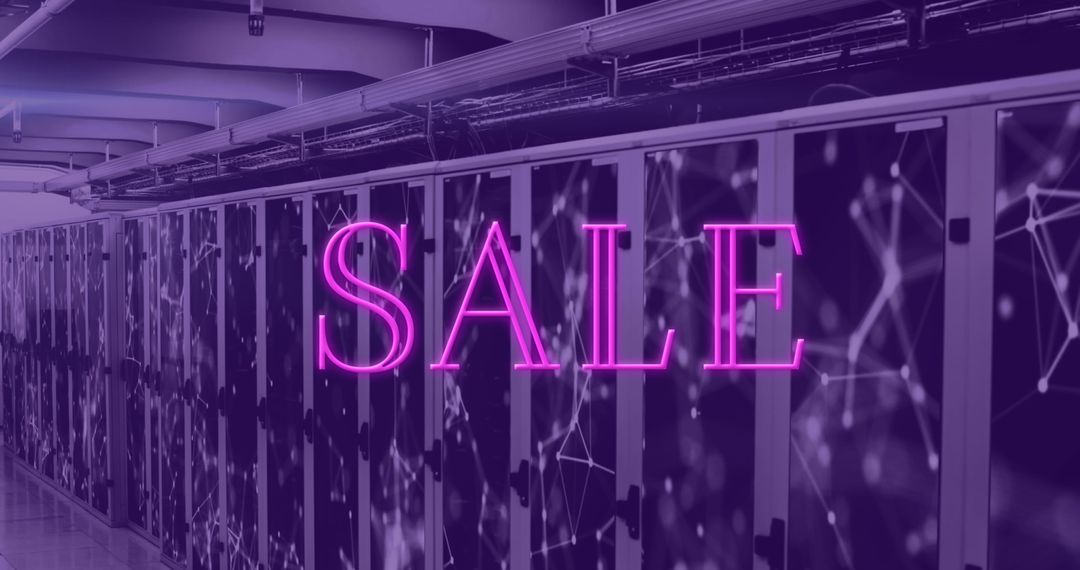 Technology Sale Banner in Modern Server Room