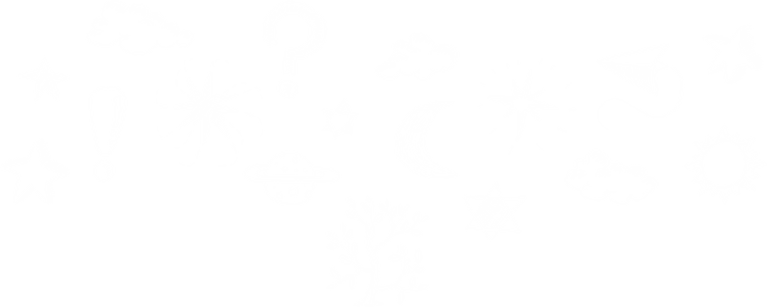 Transparent Back to School Doodle with Celestial and Nature Symbols