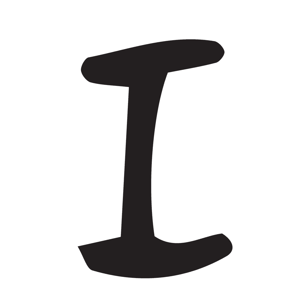 Black Letter I Isolated on Transparent Background