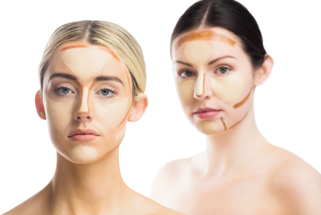 Women with Transparent Contouring Makeup in Studio Setting - Download Free Stock Images Pikwizard.com