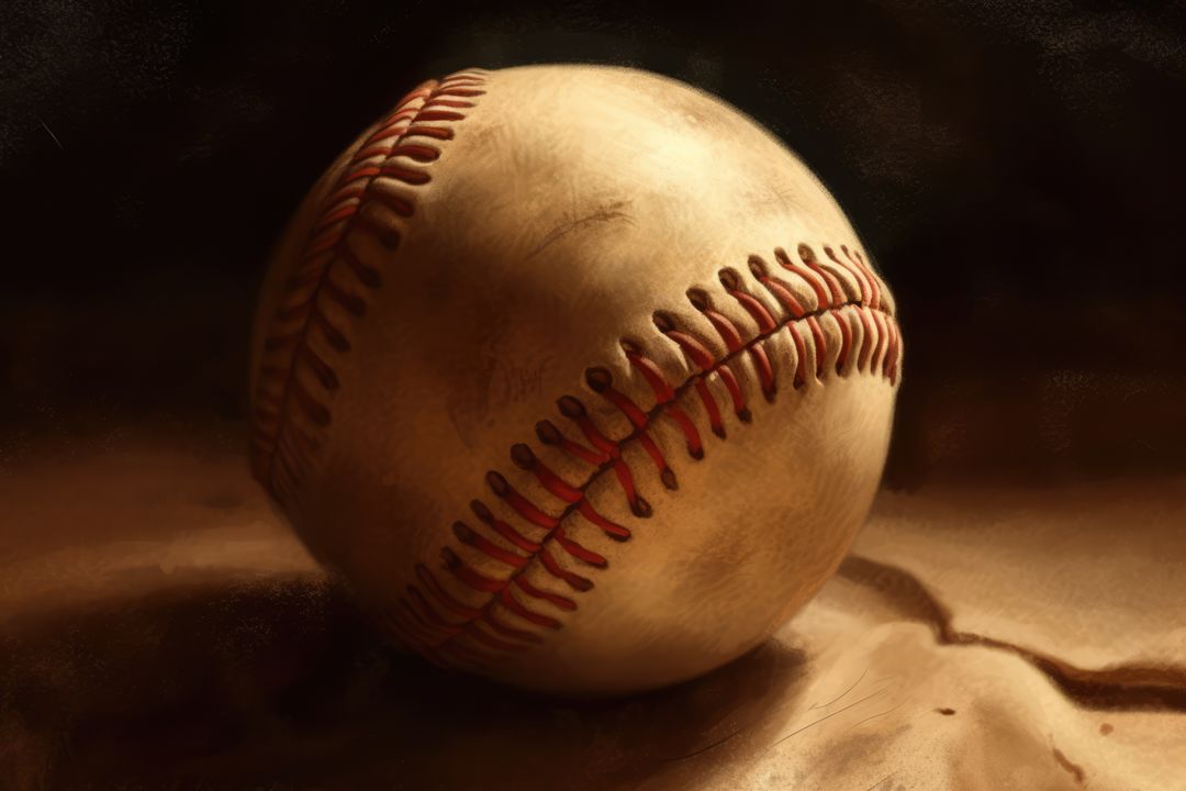 Vintage Baseball with Worn Leather Texture in Soft Lighting - Free Images, Stock Photos and Pictures on Pikwizard.com