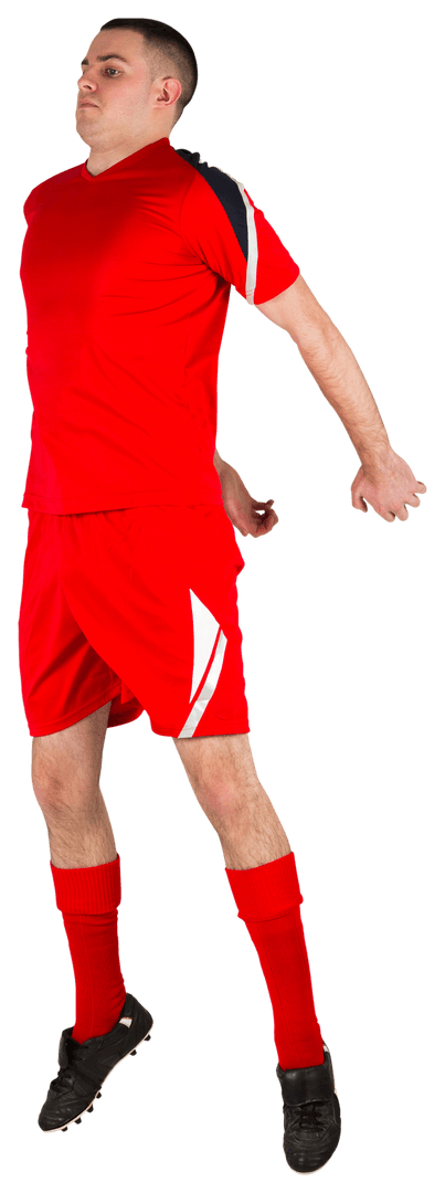 Athletic Football Player Jumping on Transparent Background