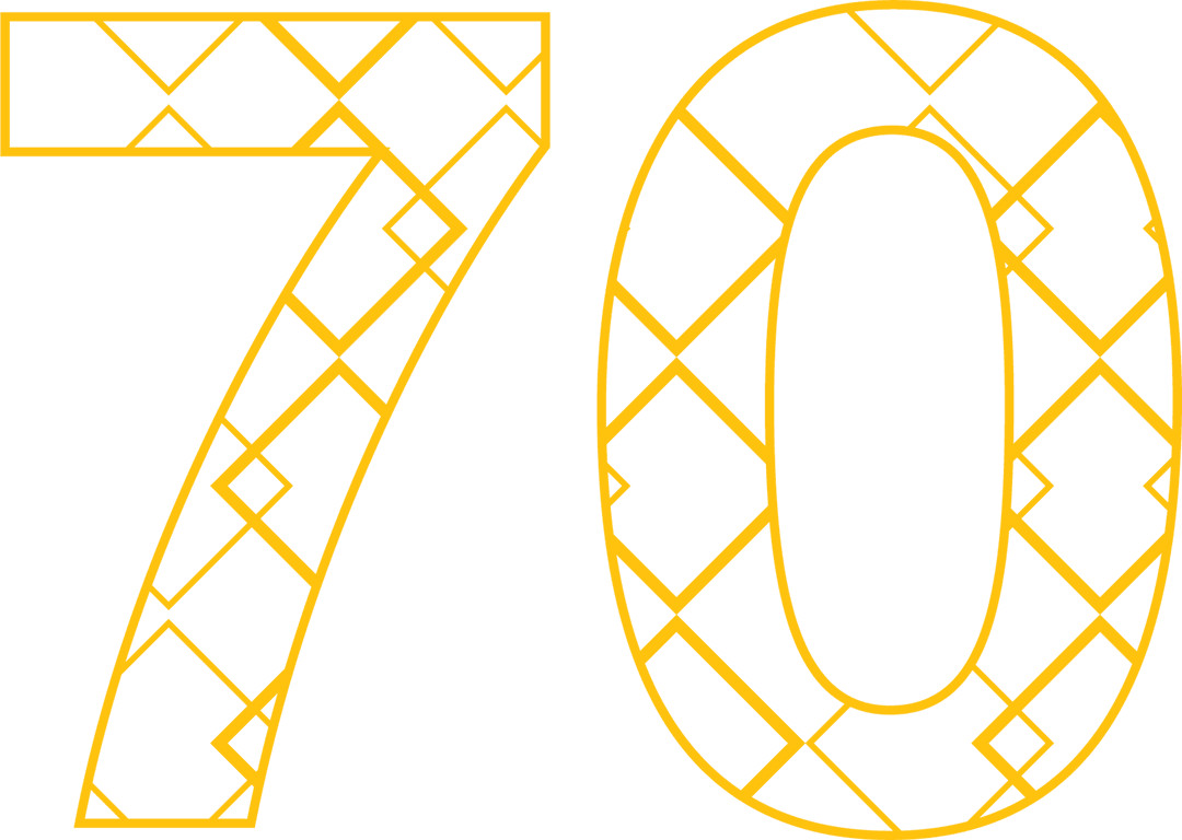 Seventieth Milestone Number Transparent with Geometric Pattern
