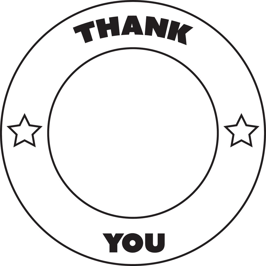 Thank You Circle with Stars on Transparent Background