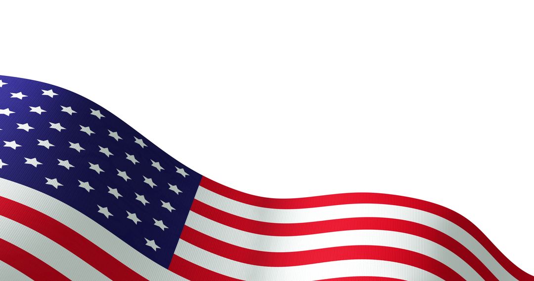 Waving American Flag with White Background for Patriotic Themes