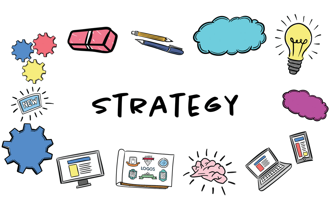 Creative Business Icons and Strategy on Transparent Background