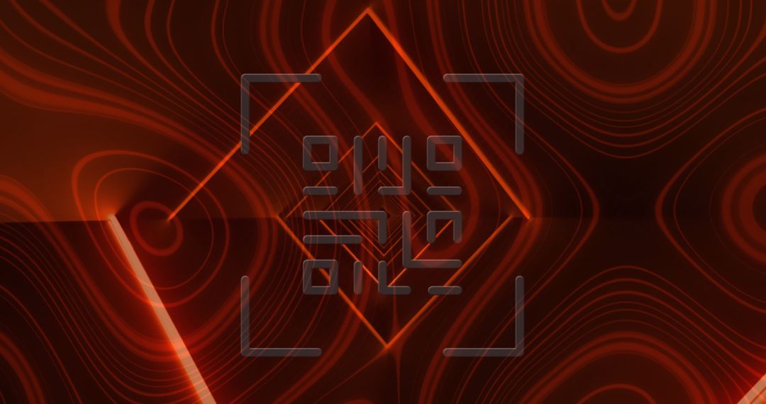 Glowing QR Code with Red Neon Elements on Black Background