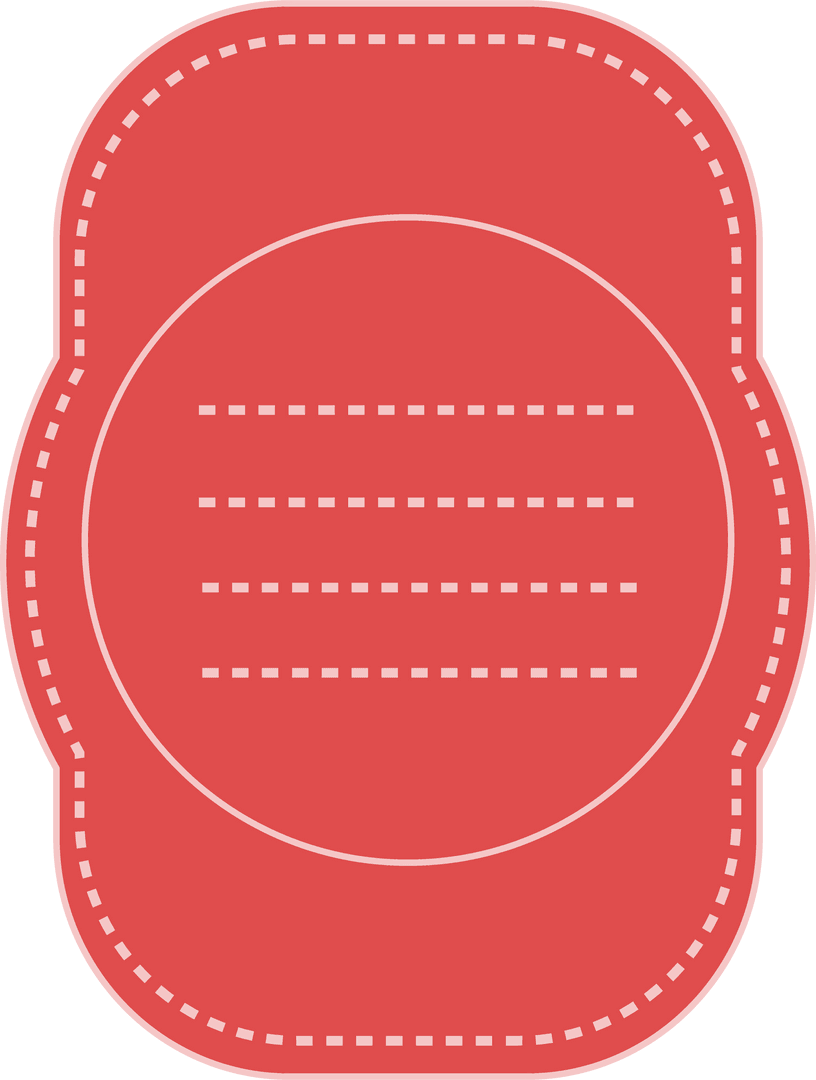 Red Badge Illustration with Dotted Lines on Transparent Background