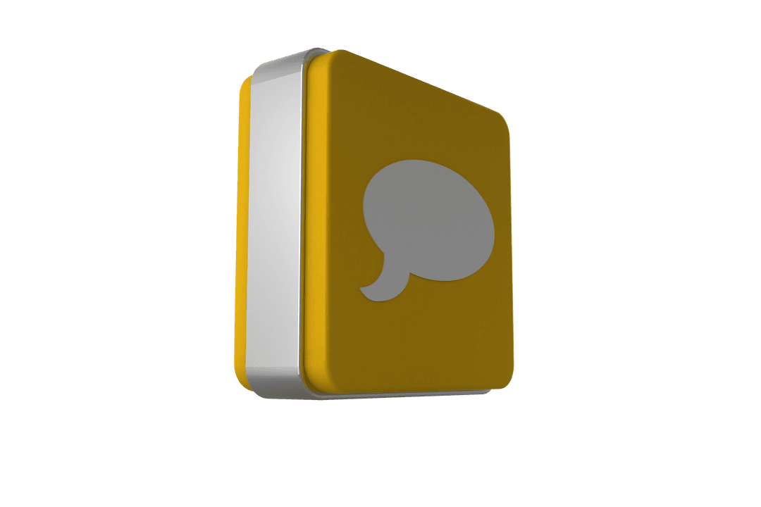 Transparent 3D Speech Bubble Icon for Digital Communication Concept