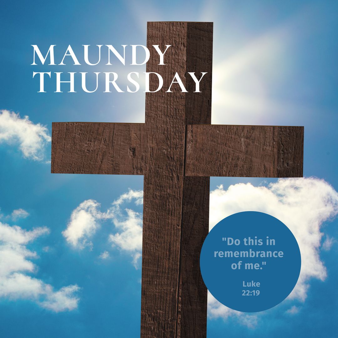 Maundy Thursday Symbolic Cross Against Blue Sky