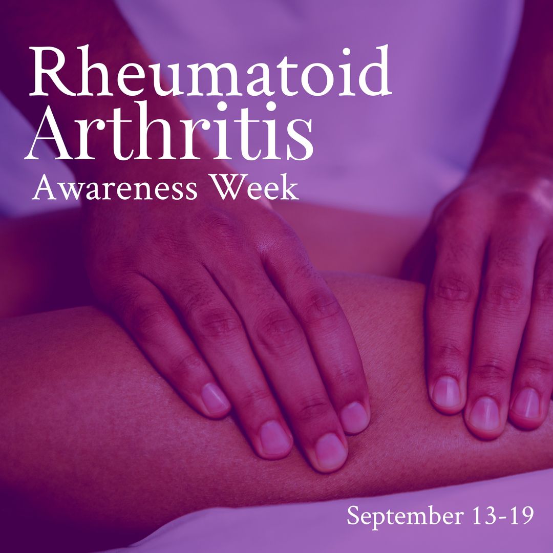 Caucasian physiotherapist examining woman's leg and rheumatoid arthritis awareness week text - Download Free Stock Templates Pikwizard.com