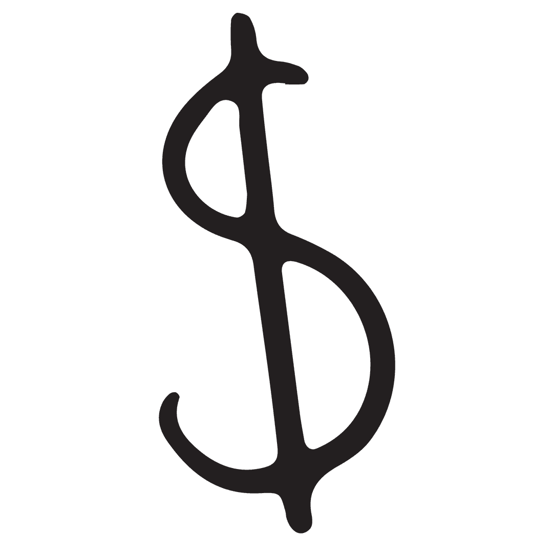 Black Dollar Symbol on Transparent Background Finance Icon