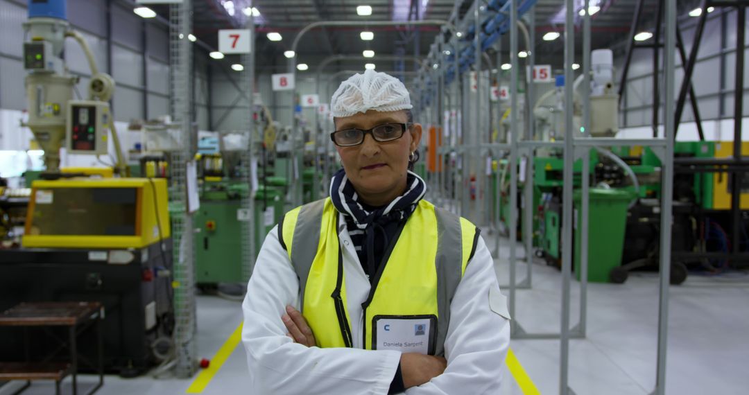 Confident Factory Worker in High-Visibility Vest and Safety Gear - Free Images, Stock Photos and Pictures on Pikwizard.com