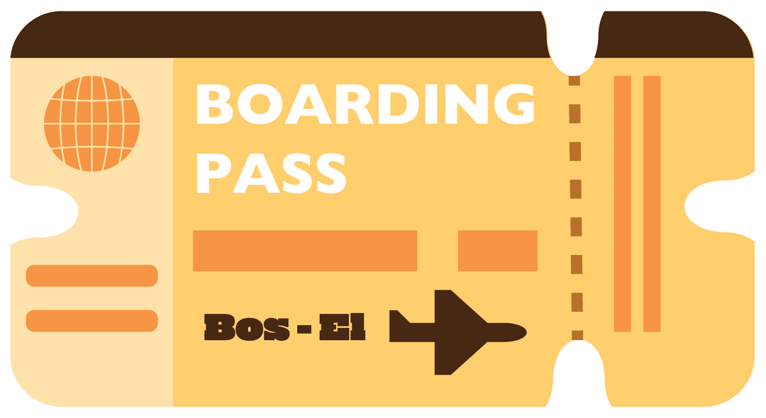 Transparent Boarding Pass Vector Floating on Clear Background