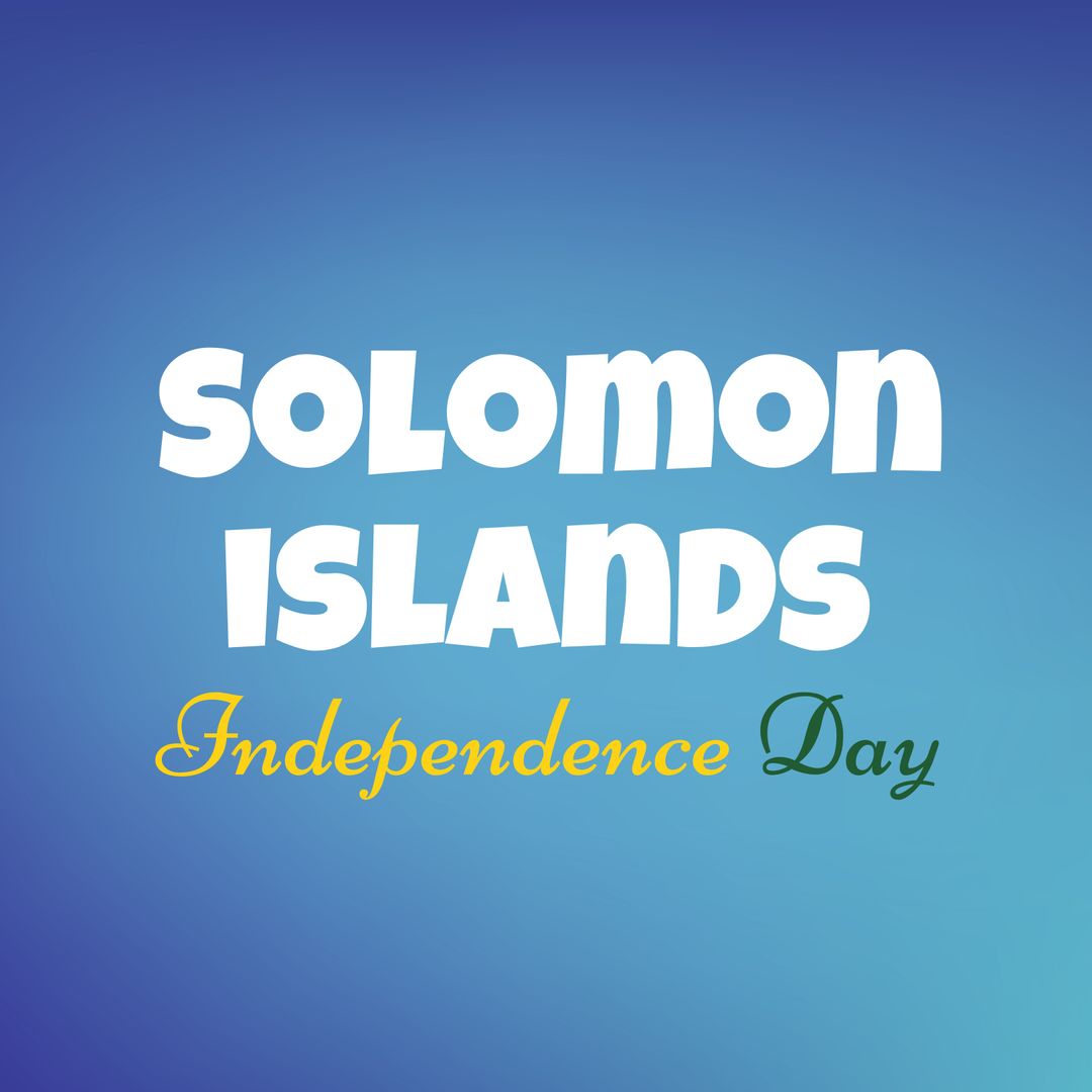 Solomon Islands Independence Day Typography on Blue Background