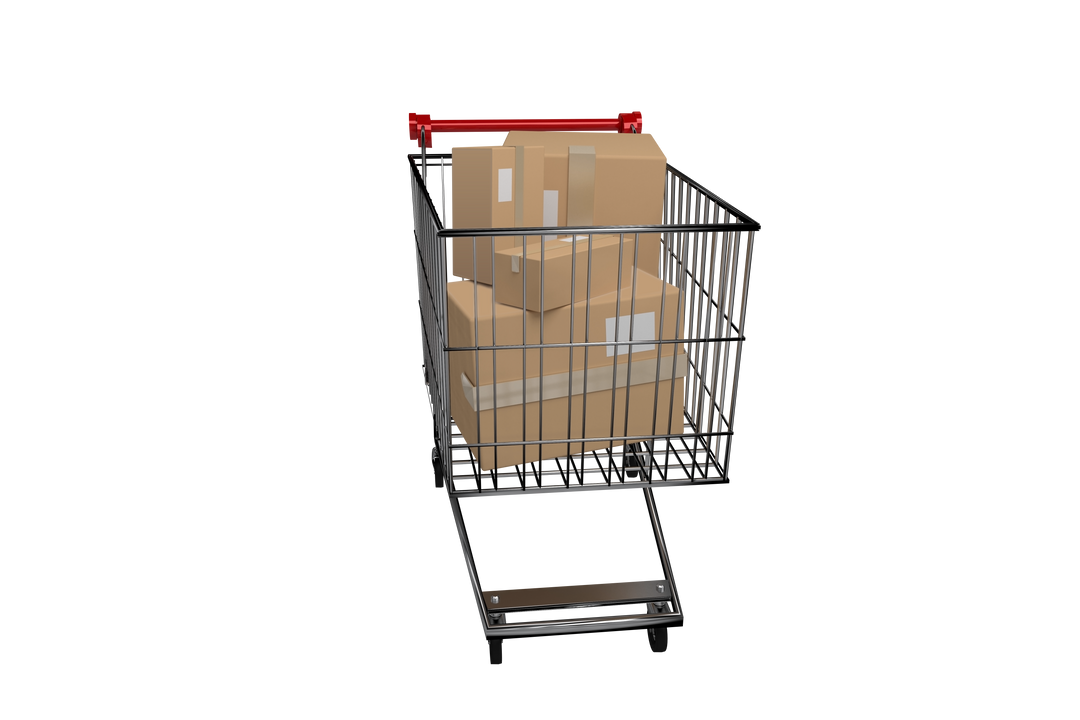 Shopping Trolley with Cardboard Boxes on Transparent Background - Download Free Stock Images Pikwizard.com