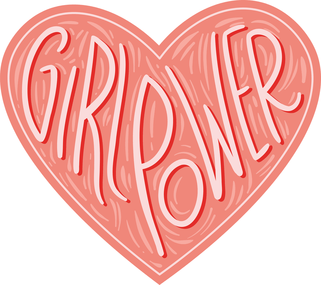 Transparent Girl Power Heart Illustration for Feminism Expression