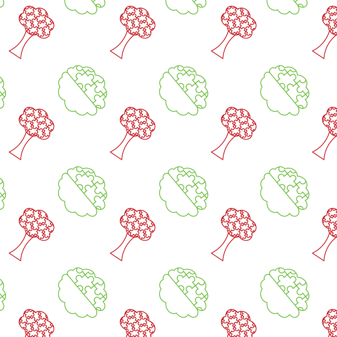 Transparent brain and tree seamless pattern