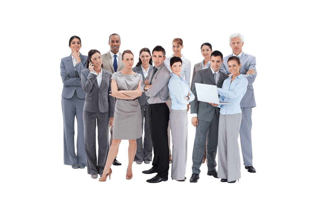 Diverse Business Team Standing Confidently Transparent Background