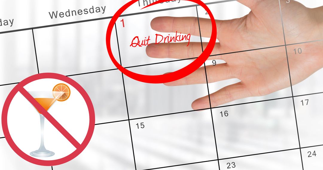 Dry January Motivation with Calendar and Stop Sign