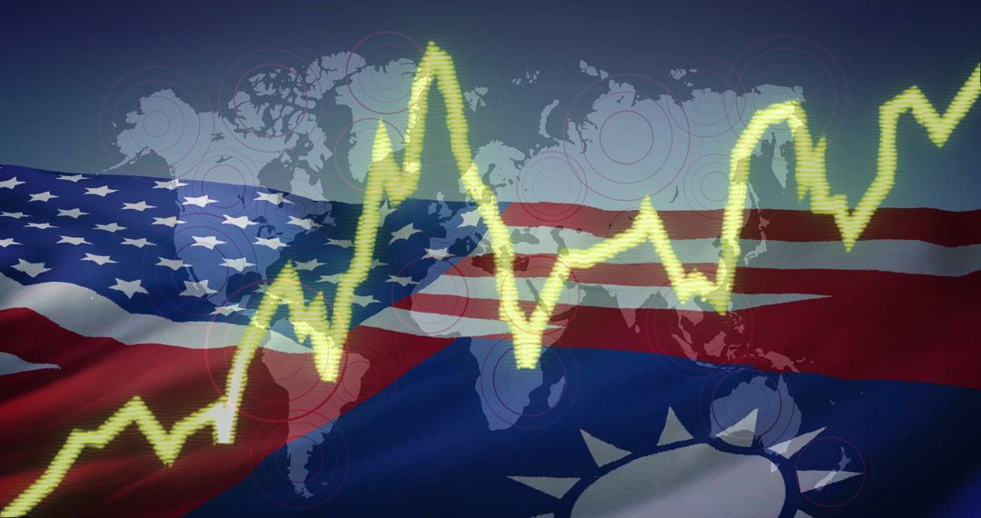 Global Stock Market Challenges Displayed with U.S. And Taiwan Flags