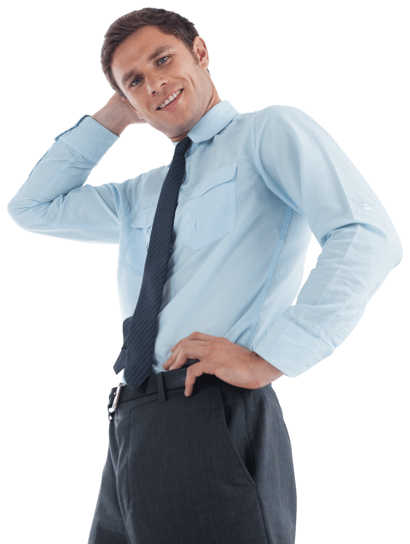 Transparent Businessman Posing with Confident Smile