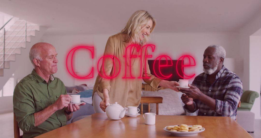 Lively Senior Gathering with Coffee and Conversation