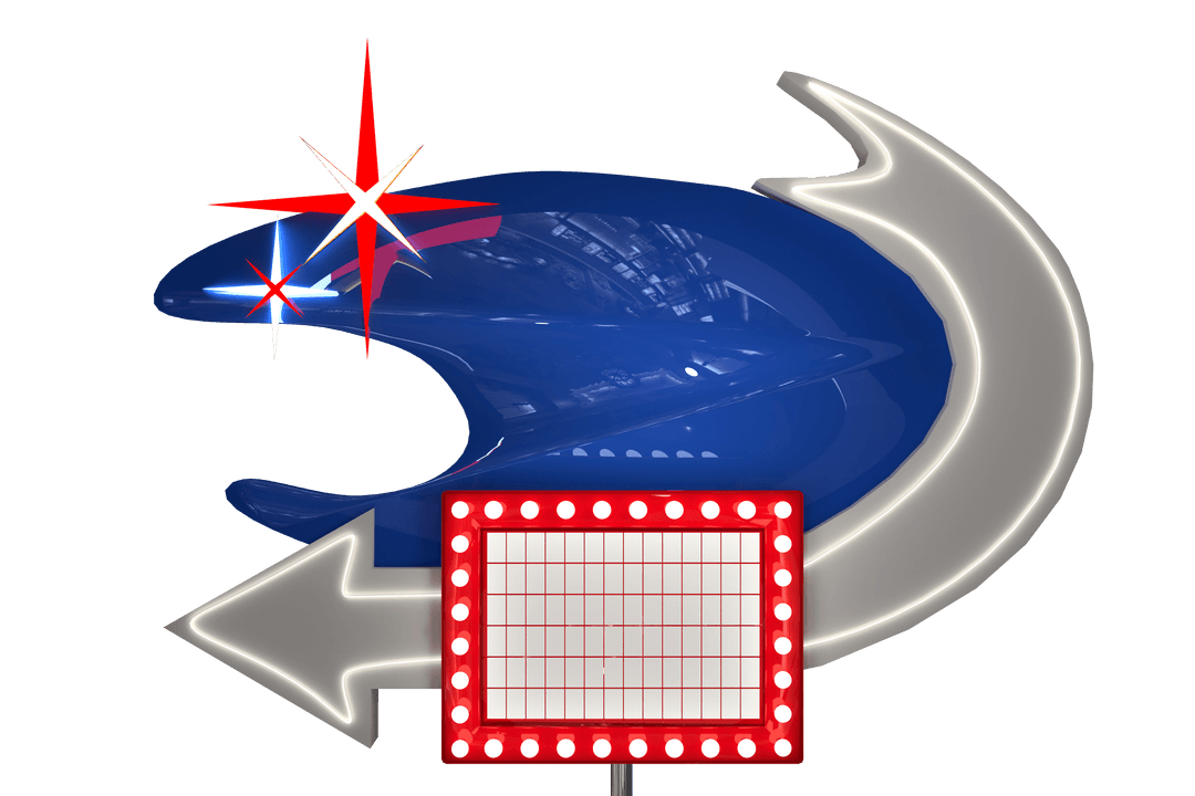 Retro Game-Themed Arrow with Scoreboard on Transparent Background