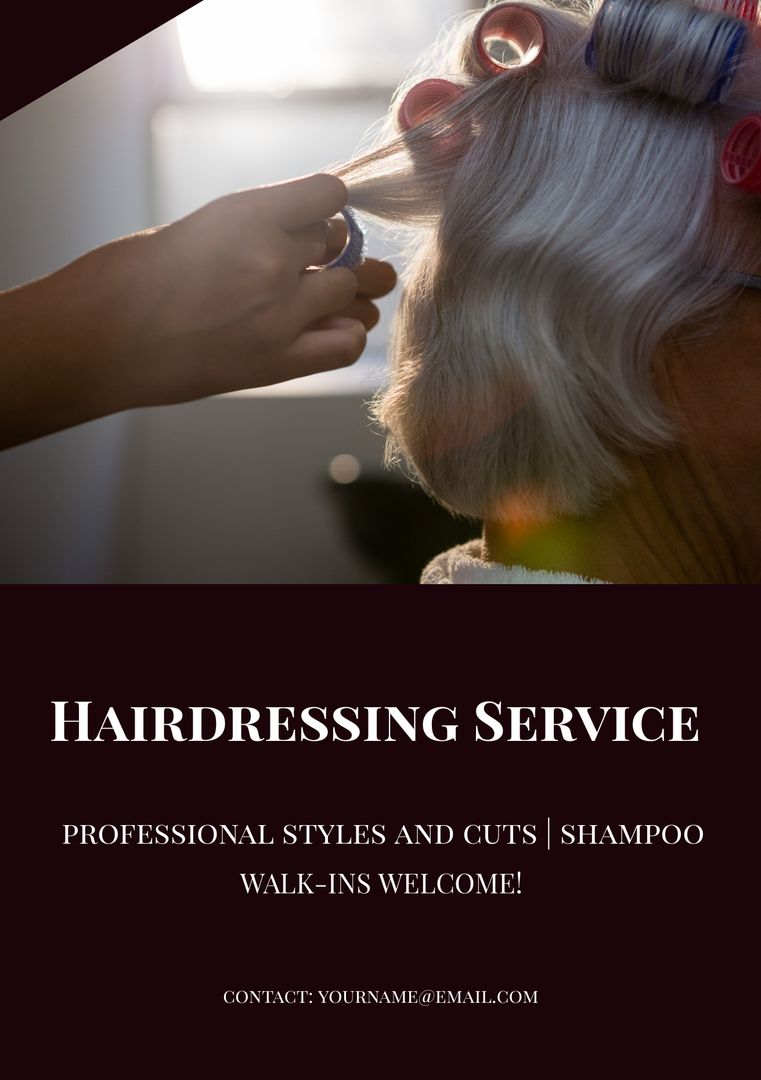 Elderly Woman Receiving Hairstyling Service in Salon - Download Free Stock Templates Pikwizard.com