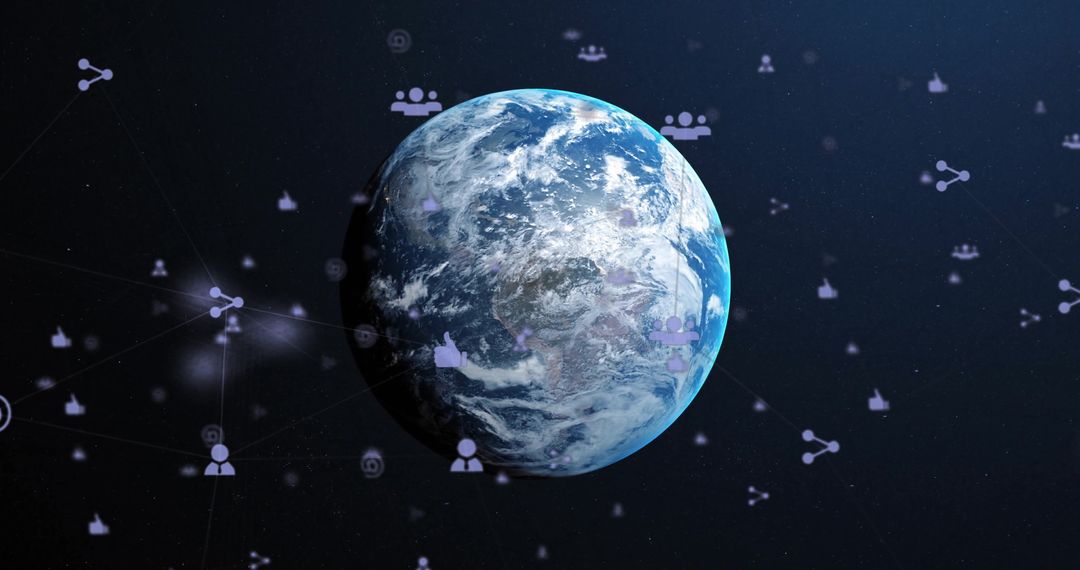3D Rendered Earth with Global Connectivity and Social Icons