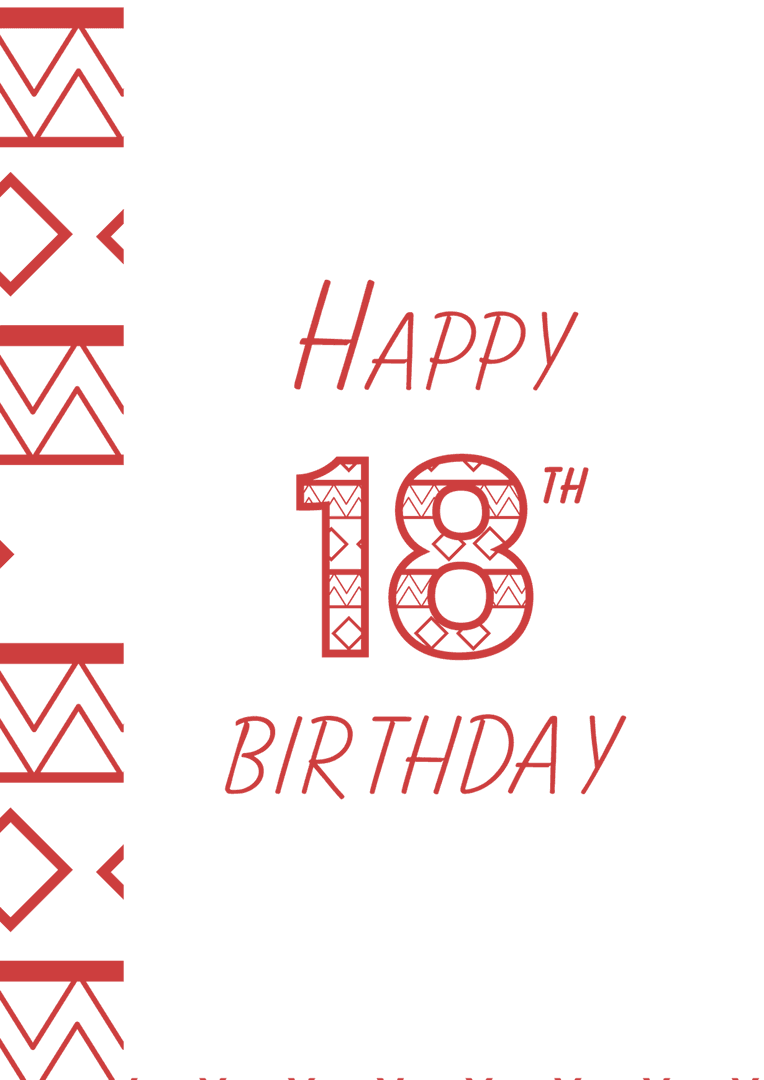 Transparent 18th Birthday Card Design with Pattern