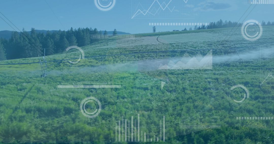 Data Visualization Overlay on Lush Green Plantation
