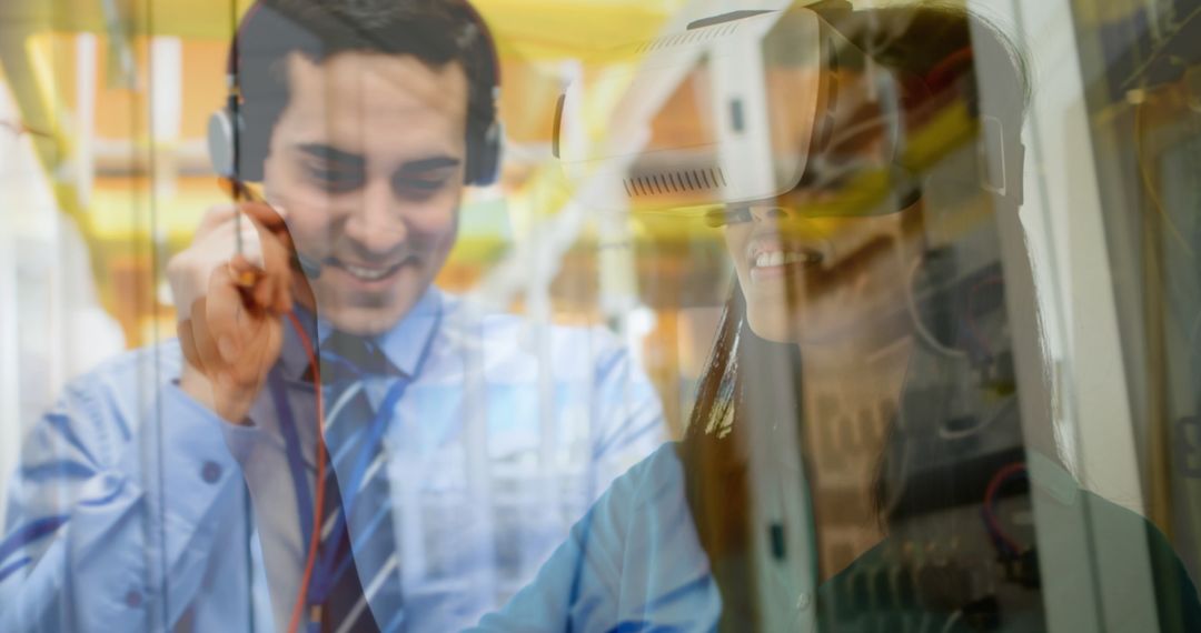 Professionals Engaging with Virtual Reality Technology in Office