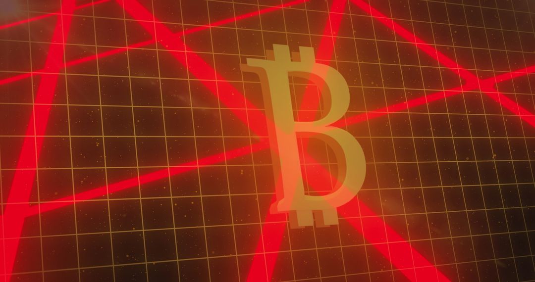 3D Bitcoin Symbol on Gritty Red Finance Background