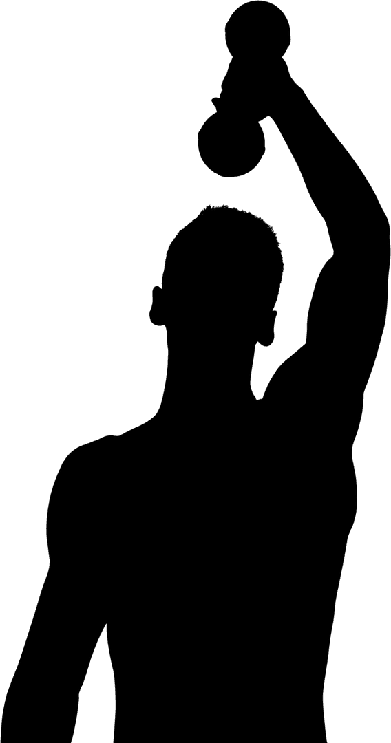 Digital Silhouette of Man Lifting Dumbbell on Transparent Background