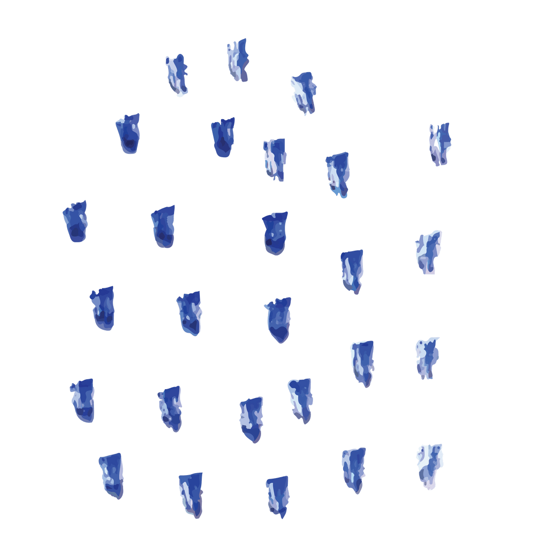 Hand painted blue stains on transparent background for creative designs