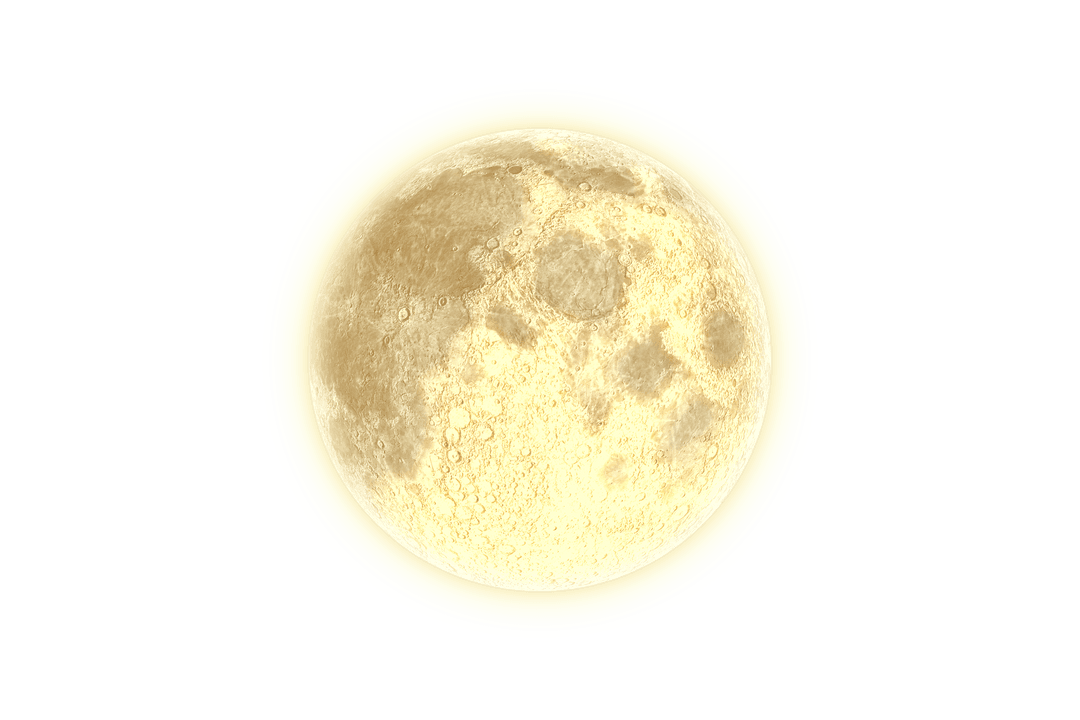 Glowing Beige Moon Illustration on Transparent Background