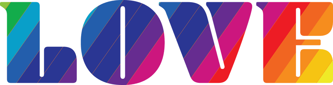 Colorful Gradient LOVE Text on Transparent Background